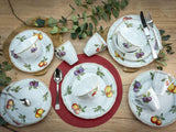 CreaTable, 16999, serie Flora ORCHARD, juego de vajilla de 16 piezas para 4, servicio combinado de porcelana, apto para lavavajillas y microondas, fabricado en Europa