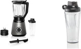 Bosch Batidora de pie Vitapower Serie 4 MMB6174SN, Verbesserte Version, Hochwertige Edelstahl-Klingen, 1,5L Glassbehälter, 0,6L To-Go-Flasche, Spülmaschinenfeste Teile, 30.000 U/Min, 1200 W, Silver Bucatarie Naty Shop Bundle Mit Flasche 0,6 L 2 en 1, nueva garantía de motor durante 10 años