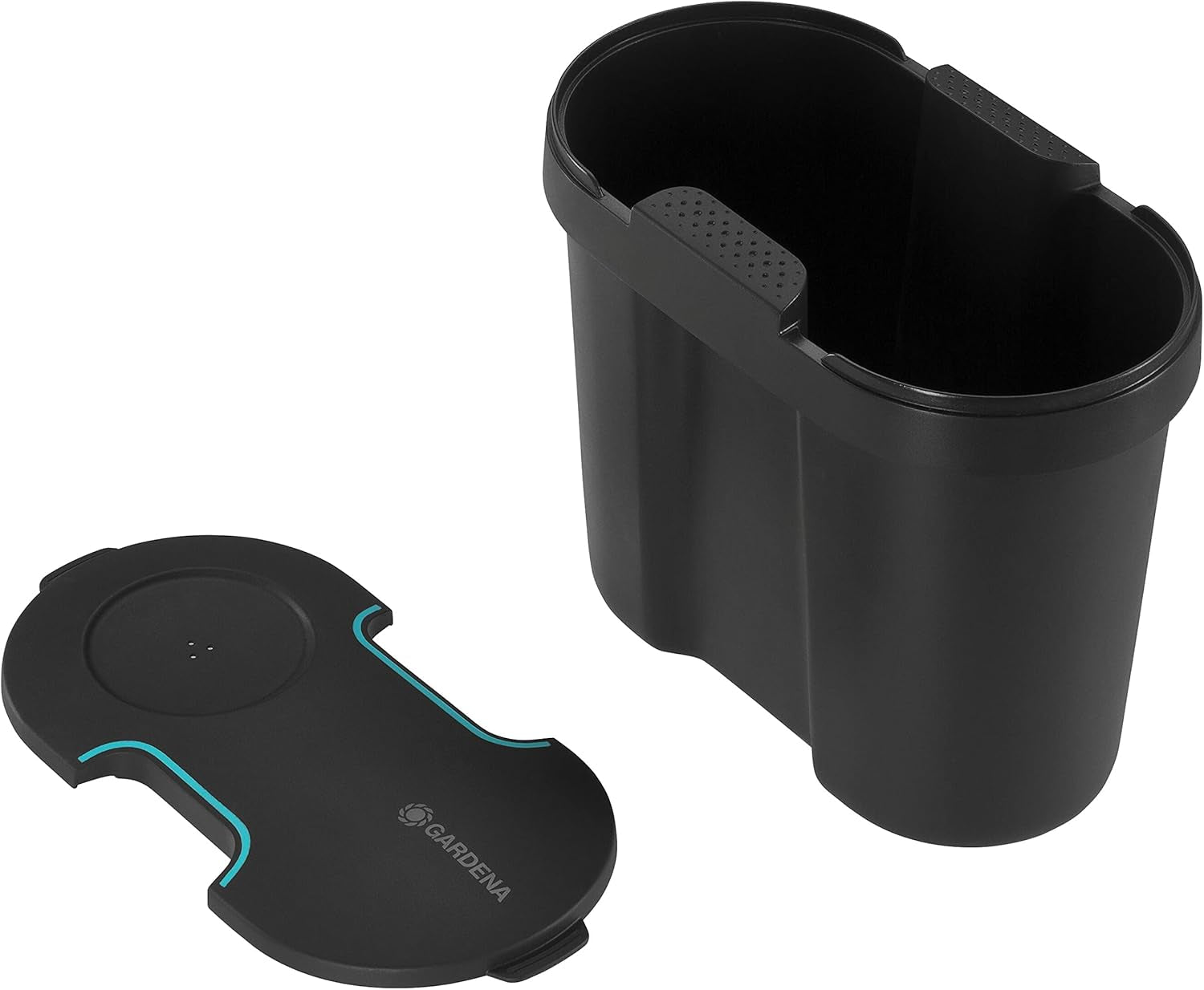 Gardena Water Tank: Depósito de agua para uso interior y exterior, ampliable con tubo de distribución y conector, 10,5 l (13367-20), negro; turquesa