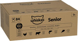 Whiskas Senior 7+ Comida Húmeda Selección Mixta en Gelatina, 84 Sobres, 84x85g (1 Paquete Grande) - Comida húmeda de alta calidad para gatos a partir de 7 años