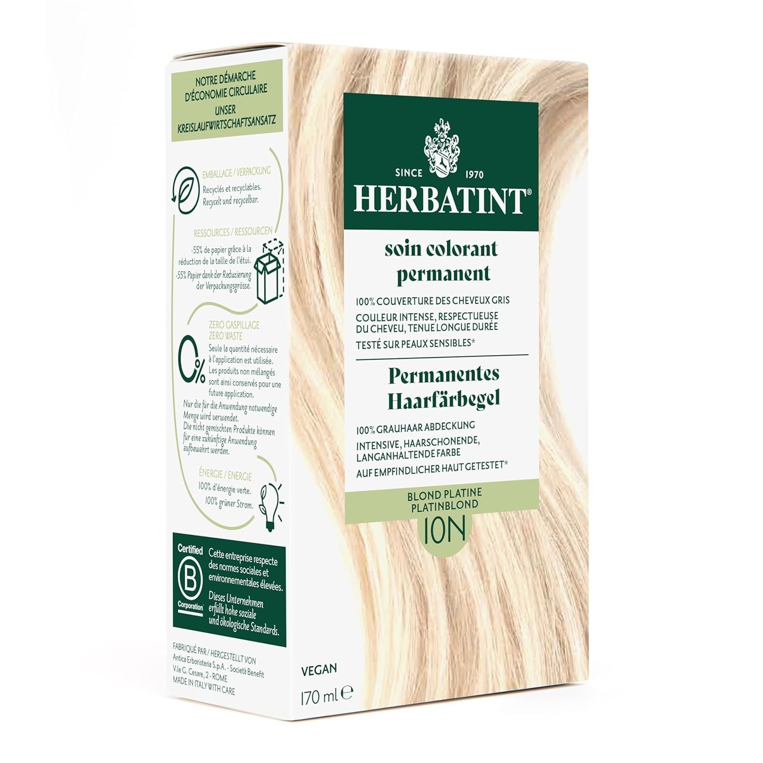 Tinte permanente en gel 6N rubio oscuro - 170 ml I Sin amonia, 100% de cobertura de las canas I Probado en pieles sensibles, con 8 extractos de plantas