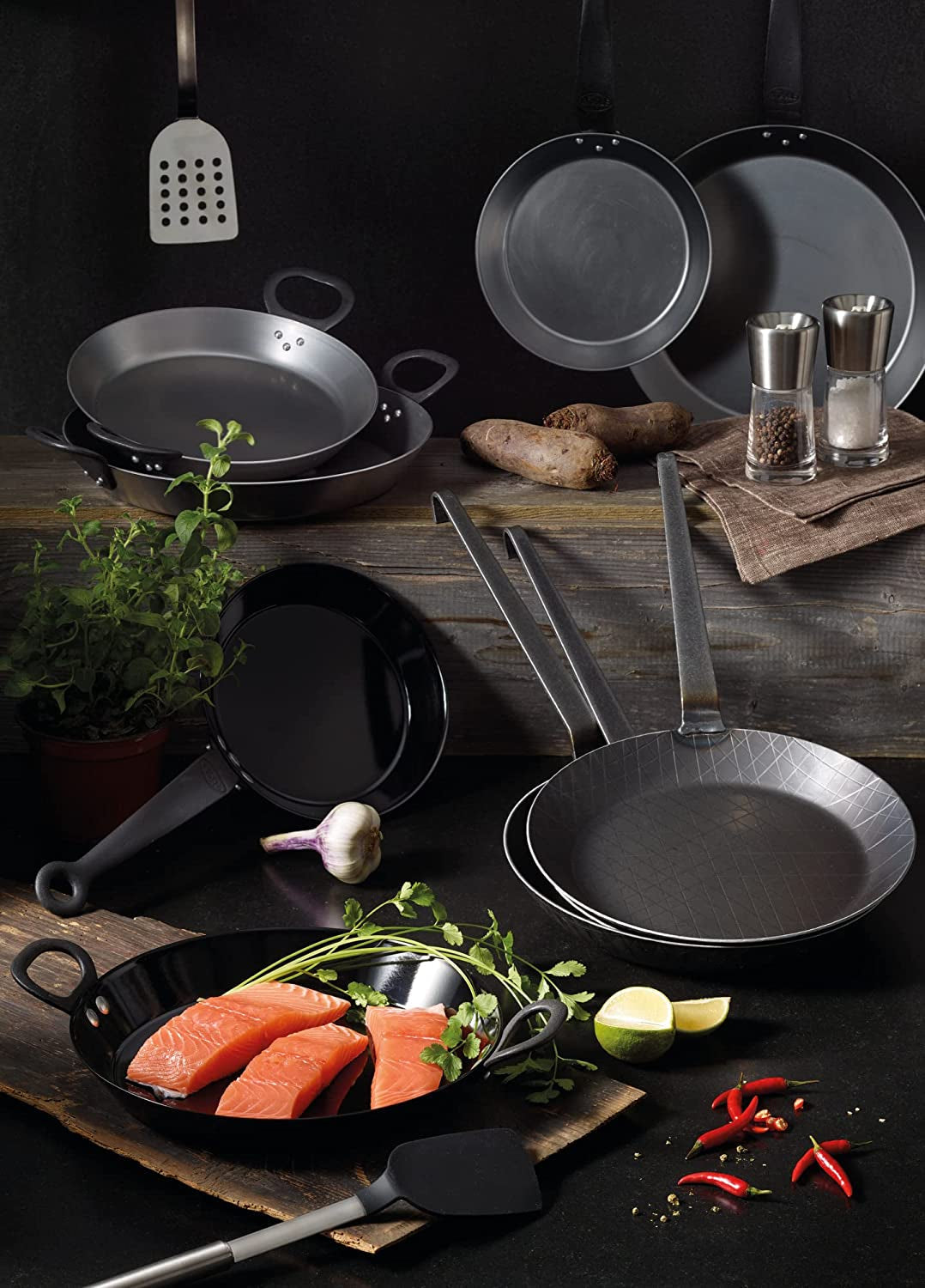 RÖSLE Sartén de Hierro Forjado Serie 1888, Alta Calidad, Borde Alto para Patatas Fritas Crujientes y Carne Asada Rápidamente, Apta para Grill y Ollas y Sartenes de Inducción Naty Shop