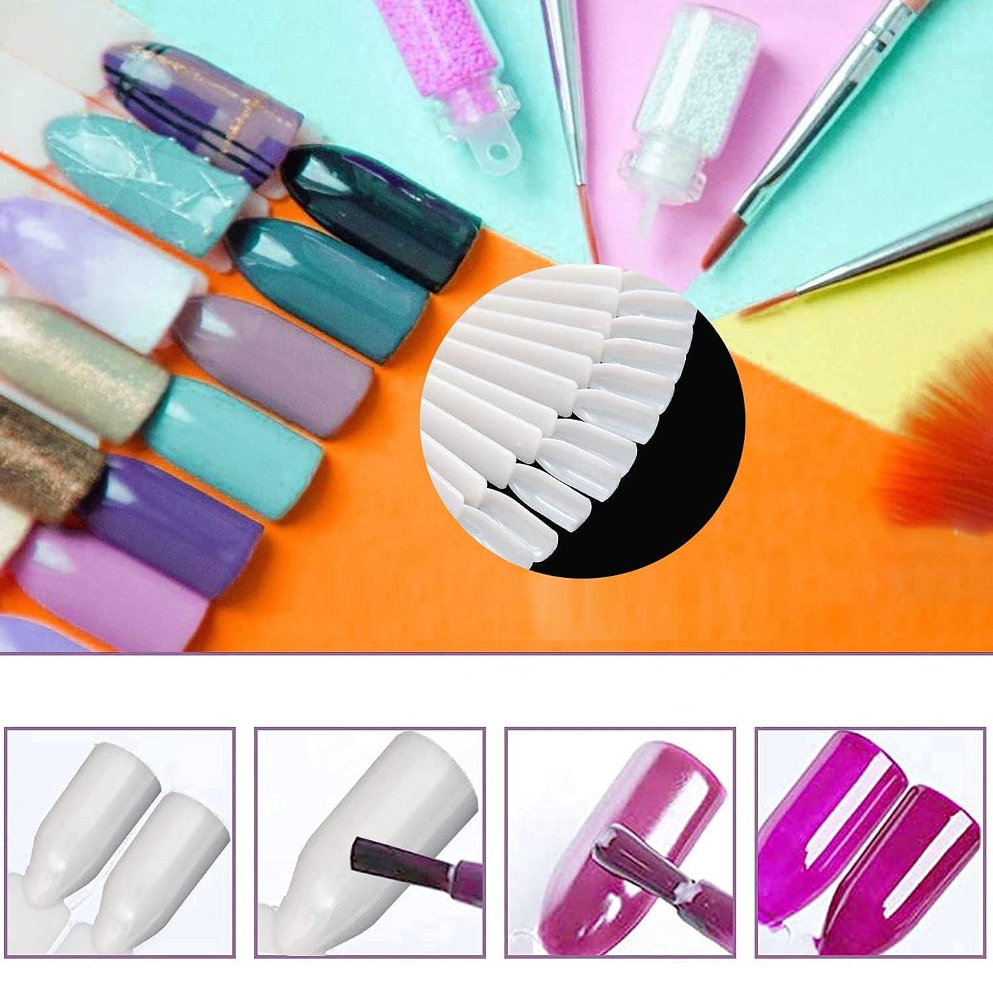 40 varillas para cápsulas de esmalte de uñas artificiales, práctico abanico, decoración de uñas (40, transparente)