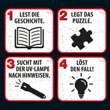 Los tres??? - Puzzle Crimen - La Villa de los Puzzles By KOSMOS 697976, 300 piezas, Brillan en la oscuridad, Con lámpara UV, Lectura, Puzzle, Resolución de puzzles, Puzzle de detectives Desde 10 años Puzzle Naty Shop
