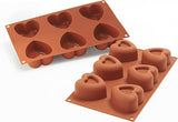 Silikomart 20.036.00.0060 SF 036, Kitchen Heart Naty Shop L (69,5 x 72 mm, profundidad 39,5 mm. Volumen: 6 x 125 ml) Sf124 Passion, 6 x corazones con muescas