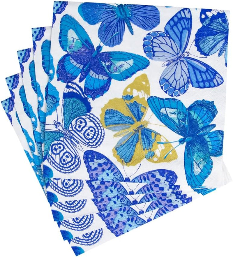 Servilletas de mariposas, azules, paquete de 20 unidades