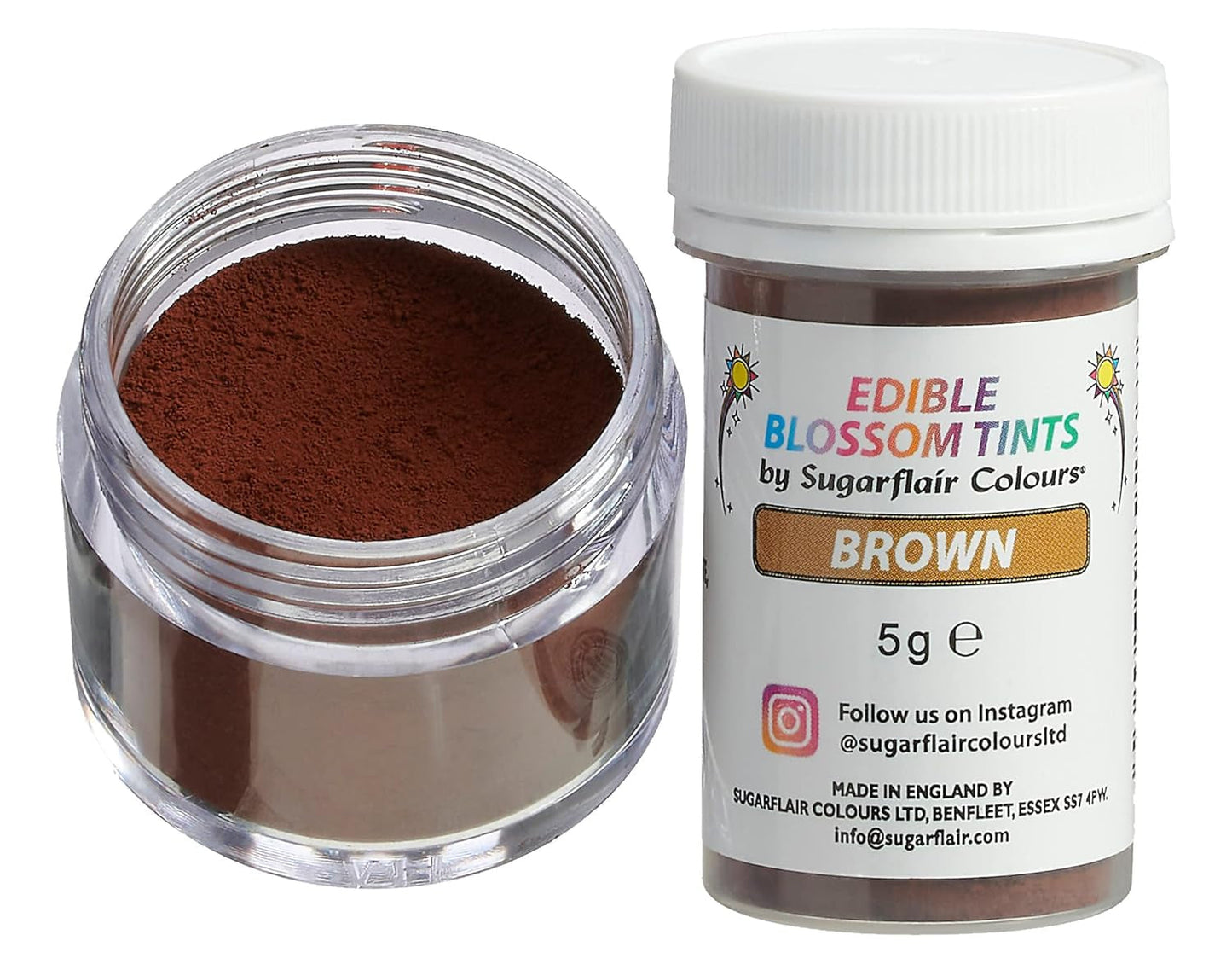 Sugarflair Blossom Tint Dust Brown - Colorante alimentario en polvo para decoración de pasteles, fondant, glaseado, chocolate, crema de mantequilla, macarons y más - 5G