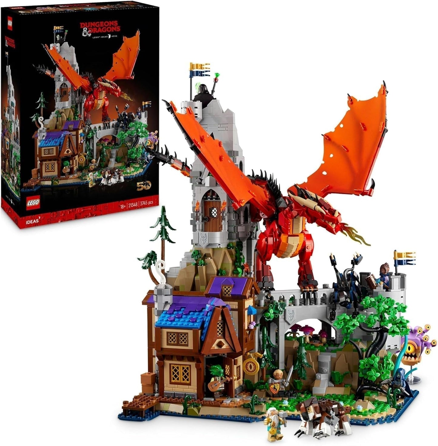 LEGO Ideas Dragones y Mazmorras: La Saga del Dragón Rojo, Set de construcción para adultos, Ideas de regalos de Dragones y Mazmorras para fanáticos, Set de construcción de fantasía, Actividad creativa 21348 Juegos de construcción Besuche den LEGO-Store Default title