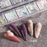 JMEOWIO Nail Glitter 12 rejillas Aurora Nail Art accesorios de decoración diseño de uñas
