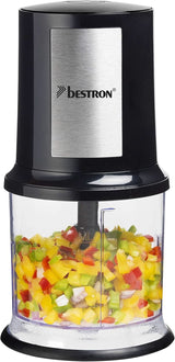 Bestron Elektrischer Multi-Zerkleinerer, Universalzerkleinerer Mit Zwei Schneidemessern & 500Ml Kapazität, Große Pulstaste, 400 Watt, Color: Kupfer Kitchen Naty Shop Schwarz/Silber