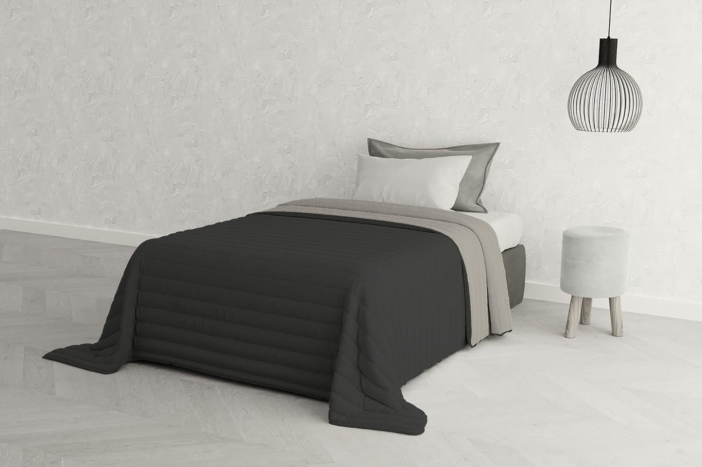 Ropa de cama italiana Estivo cama individual, lino, Aqua, 170 x 270 cm Edredones y colchas Naty Shop Gris 170 x 270 cm