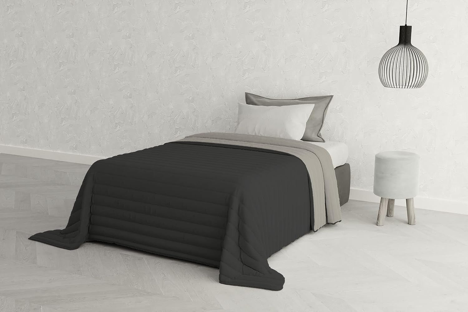 Ropa de cama italiana Estivo cama individual, lino, Aqua, 170 x 270 cm Edredones y colchas Naty Shop Gris 170 x 270 cm
