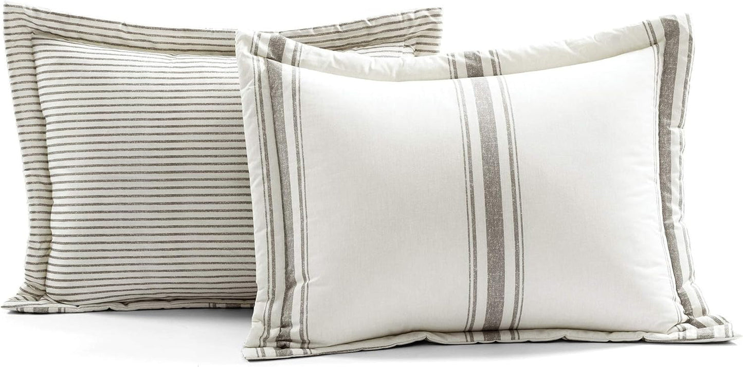 Lush Decor Colcha estilo granja con rayas, Full/Queen, gris Edredones y edredones Naty Shop