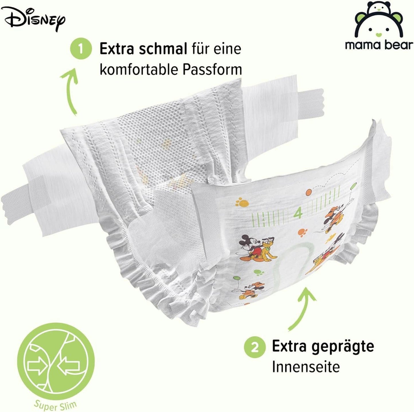 Pañales Mama Bear Disney Ultra Dry talla 4 (8-14 kg), blanco, 84 piezas (1 paquete) Naty Shop