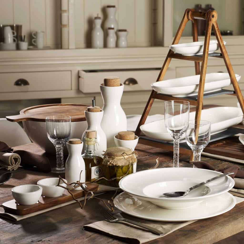 Villeroy & Boch - Artesano Vajilla para 2 6 Piezas, Blanco, Apto para Lavavajillas, Microondas, Juego de Cubiertos, Juego de Platos, Platos Llanos, Platos de Desayuno, Platos Llanos, Porcelana Premium