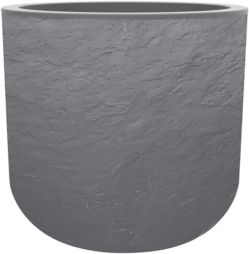 Maceta redonda, 40 cm, Volcania'Up 32,5 l, aspecto piedra, pared simple, zona depósito de agua, Ø 38,5 x A. 36,8 cm, gris antracita