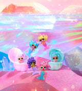 Jajaja ¡Sorpresa! Mermaid Makeover Magic Baby Sisters - Cola de sirena que cambia de color con bola de almeja para exhibición, 6 muñecas coleccionables - Edades 4+