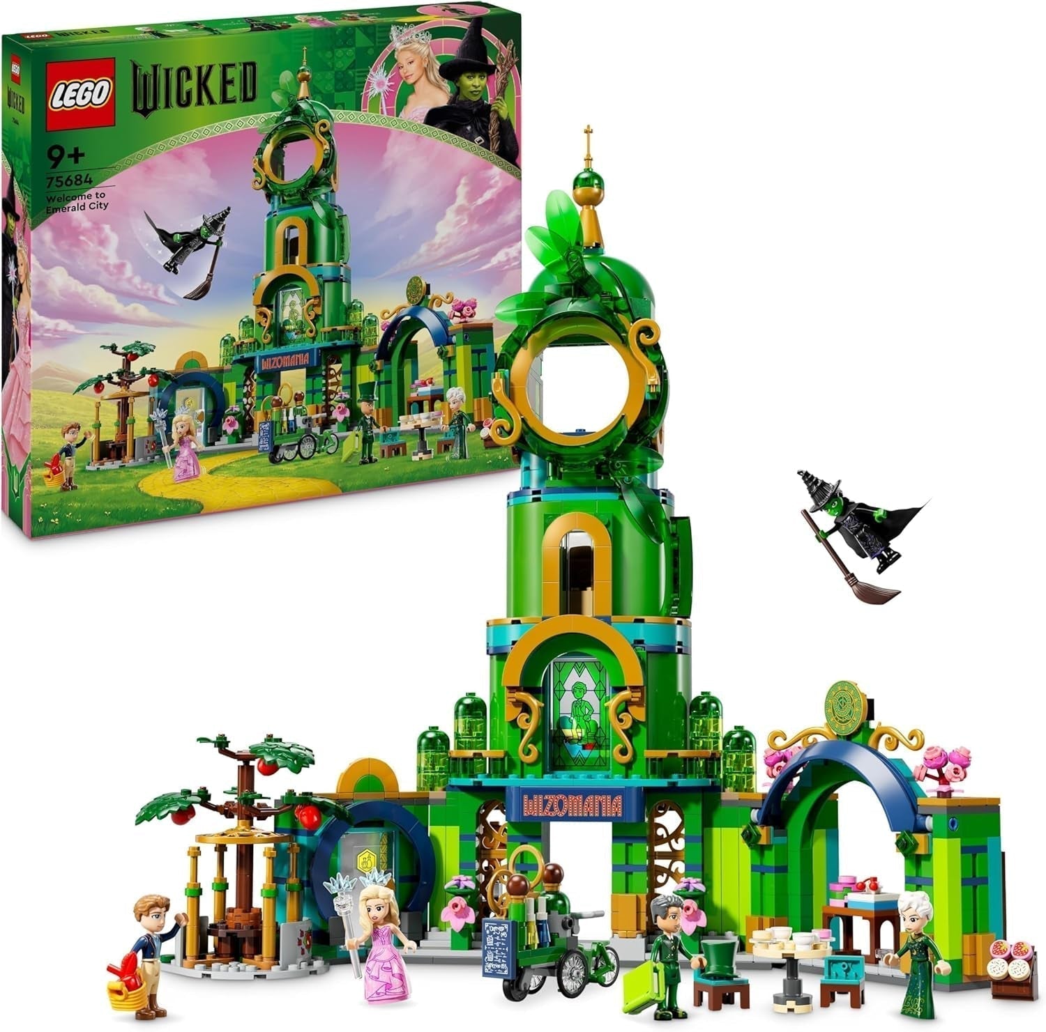 LEGO Wicked Bienvenido a Emerald City, torre de juguete, mini muñecas Glinda y Elphaba, regalo para fanáticos del cine y niñas y niños de 9 años amantes de las casas de muñecas 75684 Juegos de construcción Besuche den LEGO-Store Título predeterminado