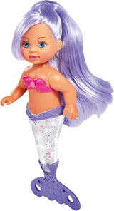 Simba 105733482 - Evi Love Glitter Mermaid, muñeca sirena con una aleta caudal que brilla al agitarla. Solo se proporciona UN artículo.