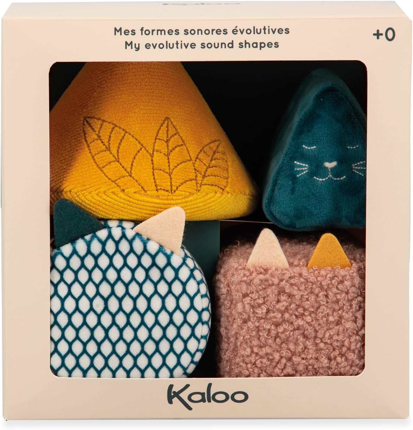 KALOO - Estímulos - 4 formas evolutivas con sonidos - Productos para niños - Juego de apilar - Habilidad auditiva y prensora - Desde el nacimiento, K227002 Juguetes para bebés Naty Shop