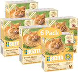 Bozita Tetra Trozos esterilizados en salsa con mucho pollo - 6 x 370 g Comida húmeda para gatos sin cereales ni azúcar - Sin OGM, con 8,5% de proteína y 4,5% de grasa - Alta calidad y extremadamente sabroso