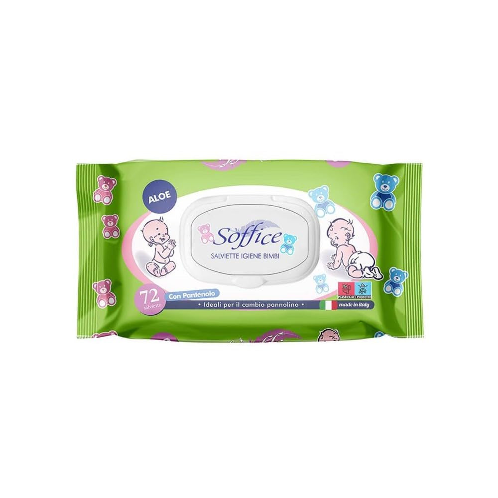 Toallitas limpiadoras con aloe vera para niños, 72 piezas