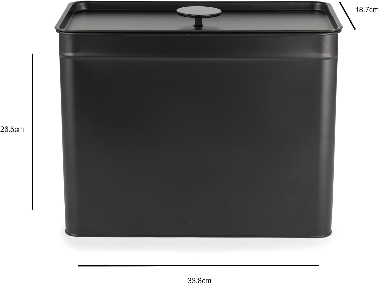 Salter BW12614EU7 Kuro Cajas de Almacenamiento - 4 Recipientes de Cocina Cajas Organizadoras Cuadradas para Pan/Té/Café/Azúcar Fácil de Limpiar Mantiene los Alimentos Frescos Negro Cajas de Almacenamiento de Alimentos Naty Shop