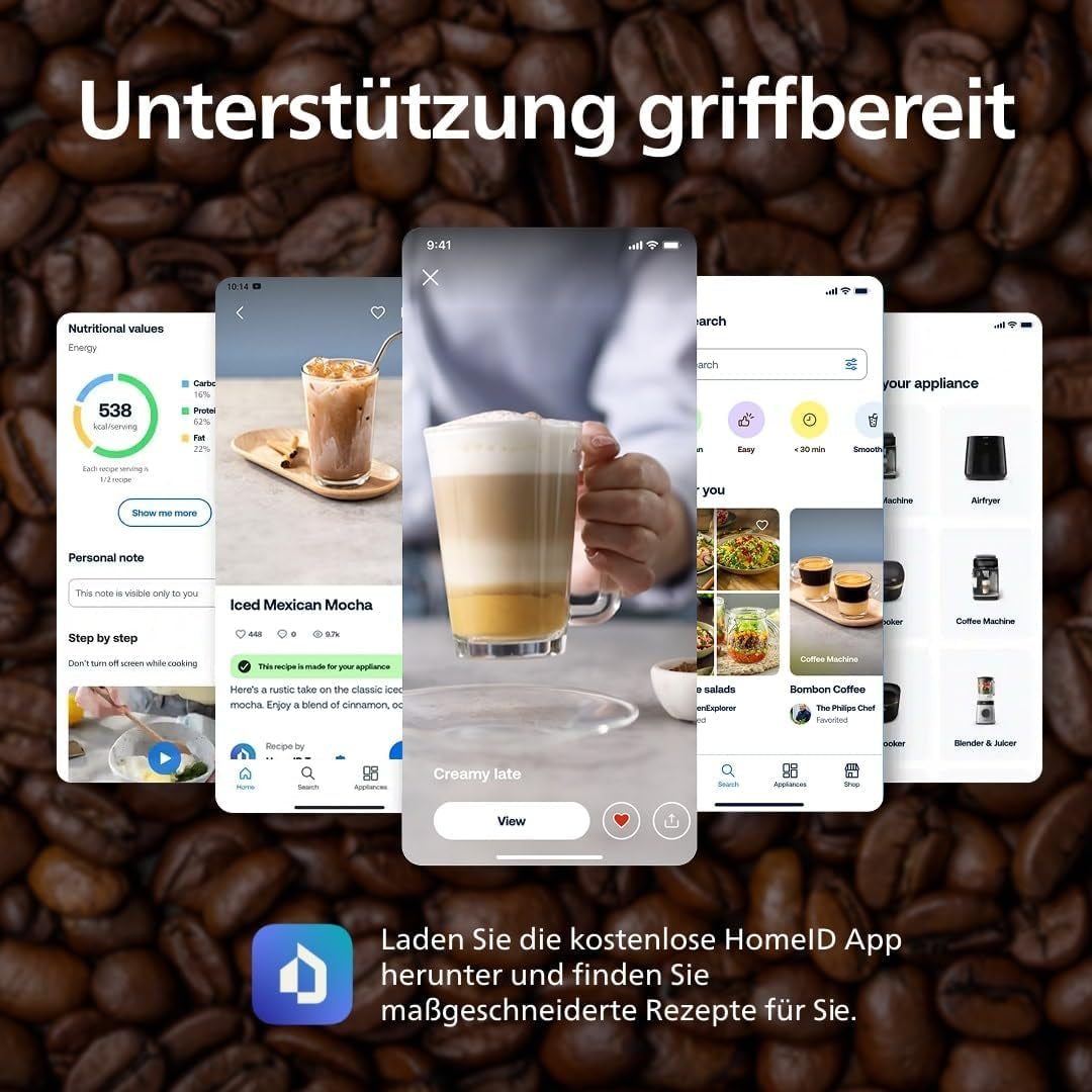 PHILIPS Cafetera espresso automática serie 2200 - 2 especialidades de café, pantalla táctil, espumador de leche clásico, molinillo cerámico, negro mate (EP2220/10)