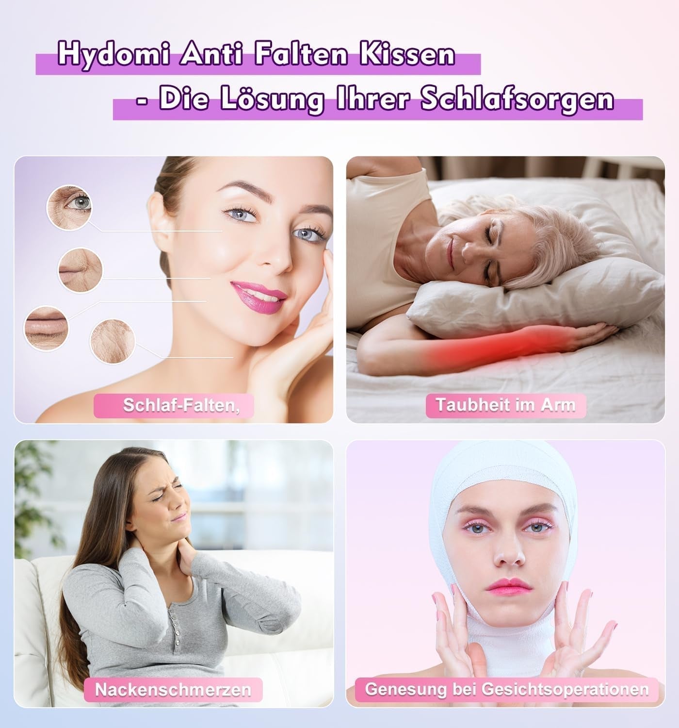 Hydomi Anti-Wrinkle Pillow 2-In-1 Anti-Aging Beauty Pillow Orthopedic Neck Support Pillow Neck and Shoulder Pain Memory Foam Pillow to Keep Your Head Straight Cervical Orthopedic Pillows Naty Shop