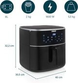 Freidora de aire caliente digital Princess - Capacidad variable del recipiente - 8 litros máximo - 6 programas preestablecidos Electrodomésticos Naty Shop