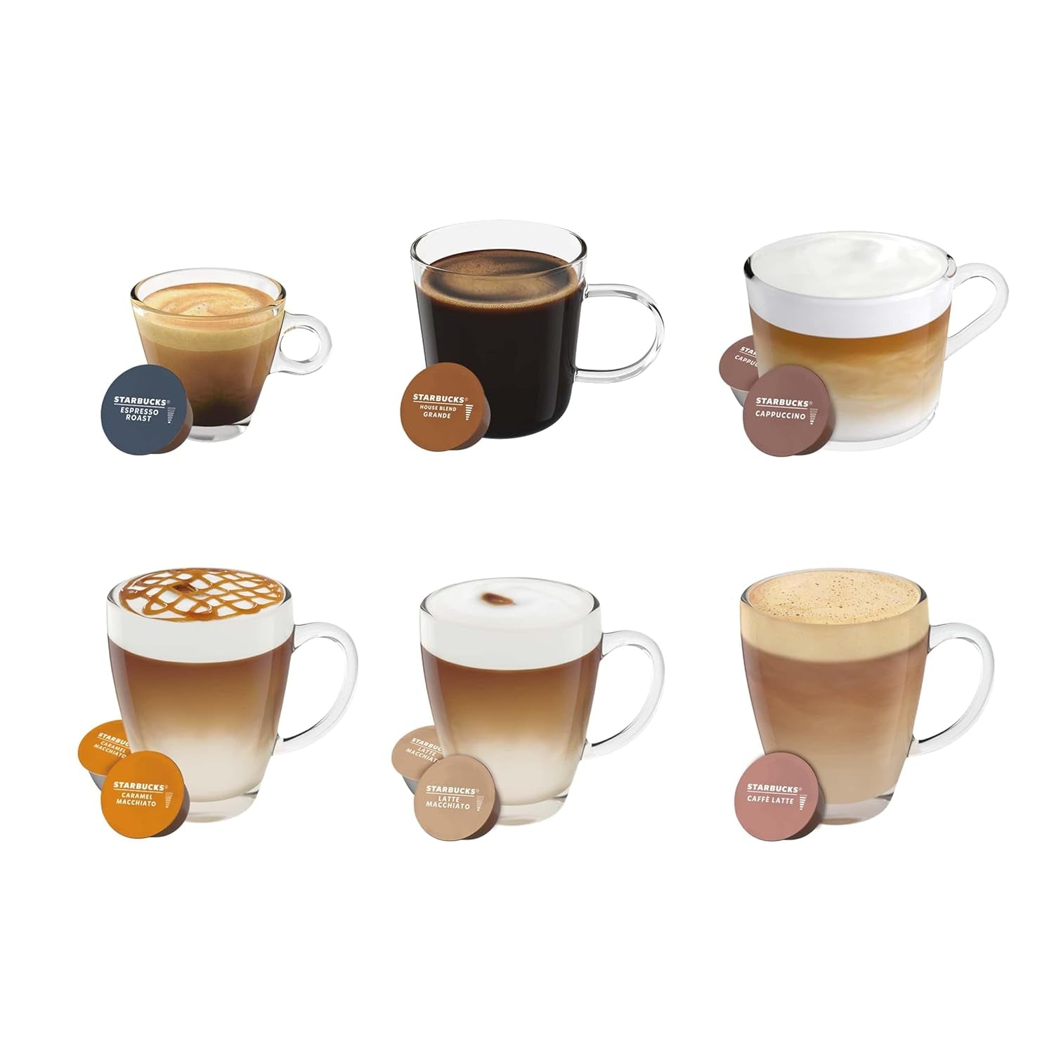 STARBUCKS Probierset, paquete variado de tazas mixtas de Nescafé Dolce Gusto Kaffeekapseln 6 x 12 (72 Kapseln) - Exklusiv bei Amazon