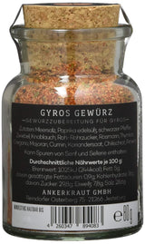 Ankerkraut Gyros, Gewürzmischung für Gyros, egal ob aus der Pfanne oder vom Grill, mit Zwiebel, Knoblauch, Mejorana, Comino, Piment and mehr, 80 g im Korkenglas