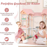 FANTASK Casa de Muñecas de Madera, Casa de Muñecas de 85 cm de Alto 7 Habitaciones con 32 Muebles y Accesorios, Casa de Muñecas con Escalera de Cuerda, Casa de Muñecas Regalo para Niñas de 3 Años (Modelo 3) Naty Shop Casas de Muñecas