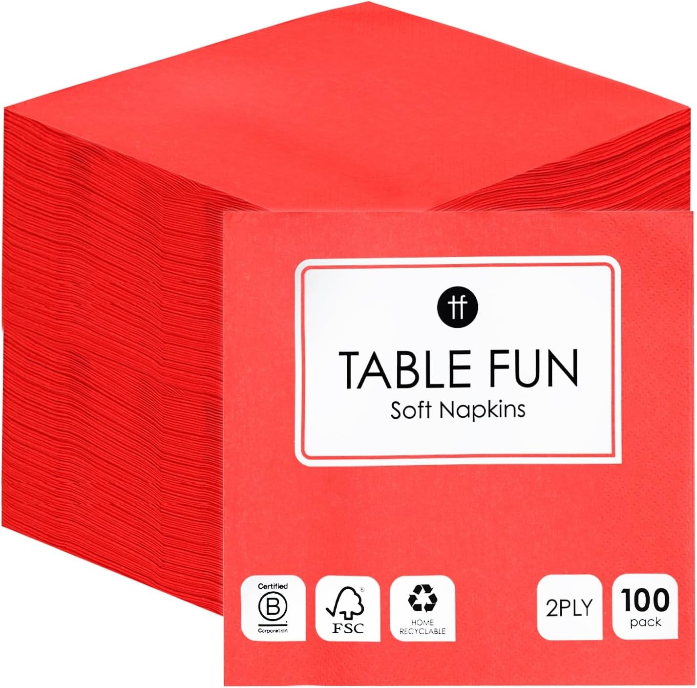 Table Kind 100 Servilletas Suaves Blancas a Granel, Servilletas de Alta Calidad para Fiesta, Catering y Uso Diario, FSC, Sostenibles y Reciclables, Fabricadas en la UE | 2 capas | 33cm