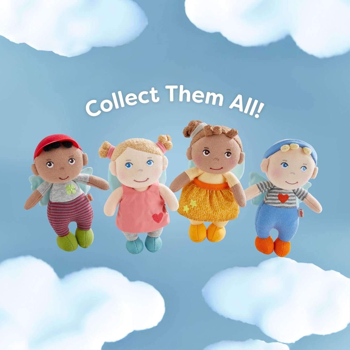 HABA Guardian Angel Lore - Muñeco de tela esponjoso (15 cm), regalo de bienvenida perfecto para bebés y niños pequeños - Lavable a 30 °C - 2011870001