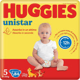 Pañales Huggies Unistar, talla 4 (7-14 kg), paquete de 128 pañales (básico)