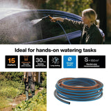 Fiskars Manguera de jardín S, Serie X, Manguera de agua para riego manual, 13 mm (1/2"), Longitud: 15 m, Conexión universal, Protección UV, Protección contra heladas, Resistente a la torsión, Azul, 1076044