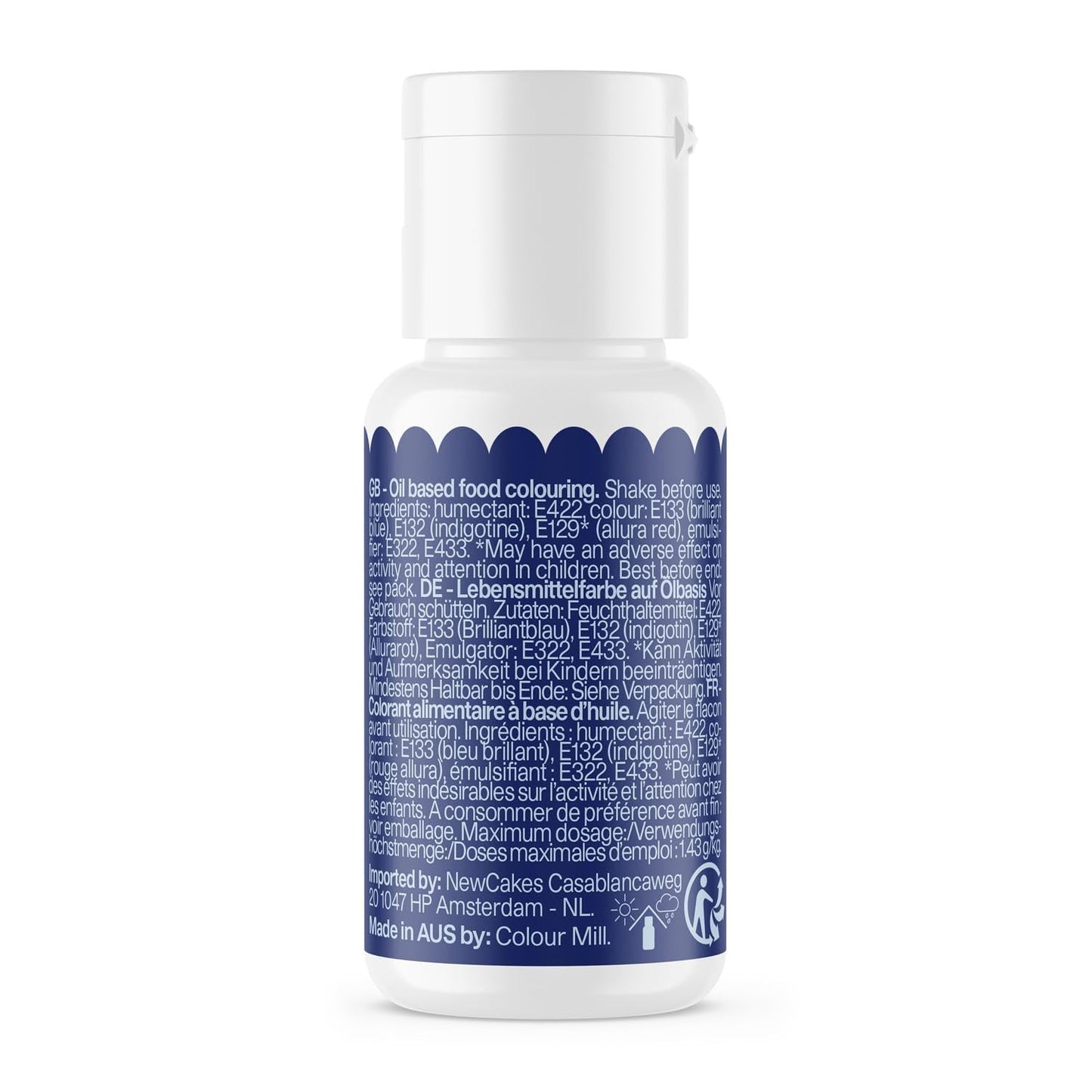 Color Mill Blend Colorante alimentario a base de aceite, color azul marino - Colorante alimentario para chocolate, fondant, muffins, tartas, repostería, macarrones - Colorante alimentario para decorar tartas - 100 ml