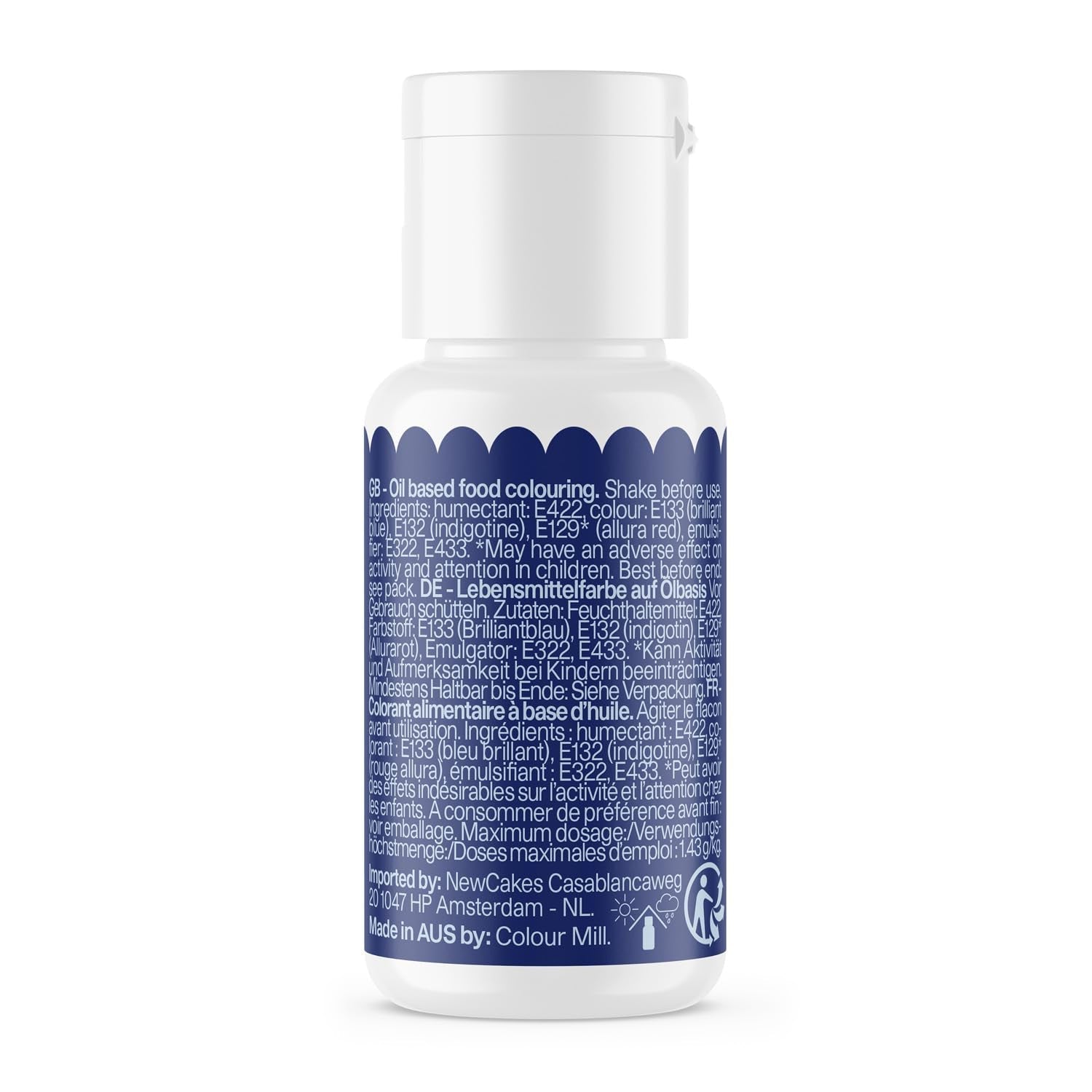 Color Mill Blend Colorante alimentario a base de aceite, color azul marino - Colorante alimentario para chocolate, fondant, muffins, tartas, repostería, macarrones - Colorante alimentario para decorar tartas - 100 ml