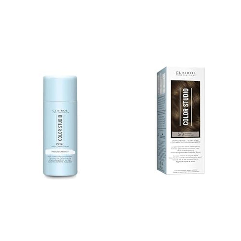 Set de tintes para el cabello Color Studio - Suero para el cabello que previene los daños del color (50 ml) + tinte para el cabello castaño claro 5/0 (110 ml) - con purificador metálico para 6 veces menos rotura del cabello Naty Shop Hair Color Default Title