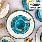 Prospero Juego de café Premium para 4, Calidad de Restaurante, Servicio de café Moderno de 12 Piezas en un Estilo Vintage único, Porcelana Duradera, Azul