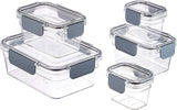 Amazon Basics Lata Tritan para mantener la frescura con cierre, paquete de 11, (11 cajas + 11 tapas), transparente Cajas de almacenamiento de alimentos Naty Shop Paquete de 10
