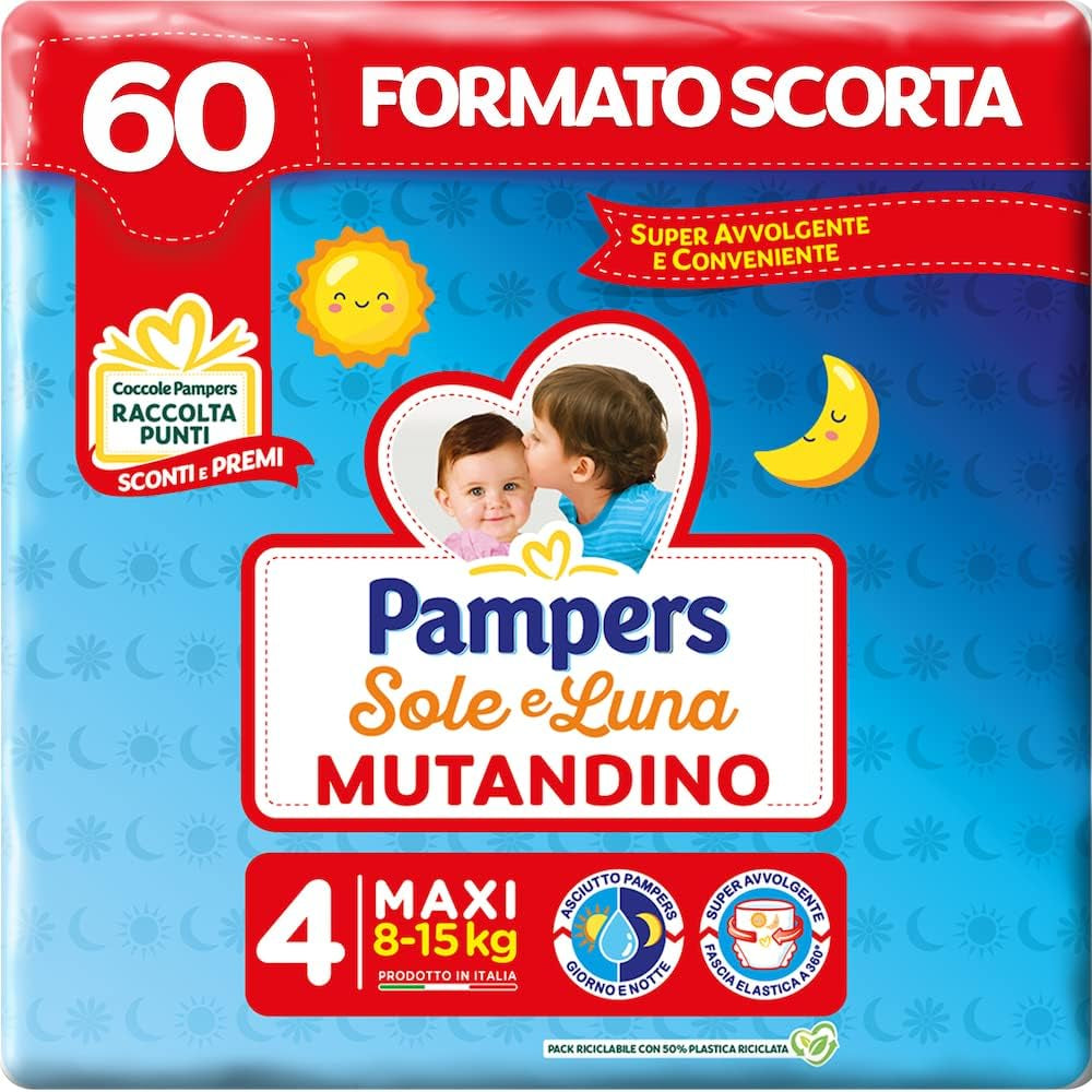 Pañal Pampers Sole e Luna Maxi, talla 4 (8-15 kg), 60 pañales