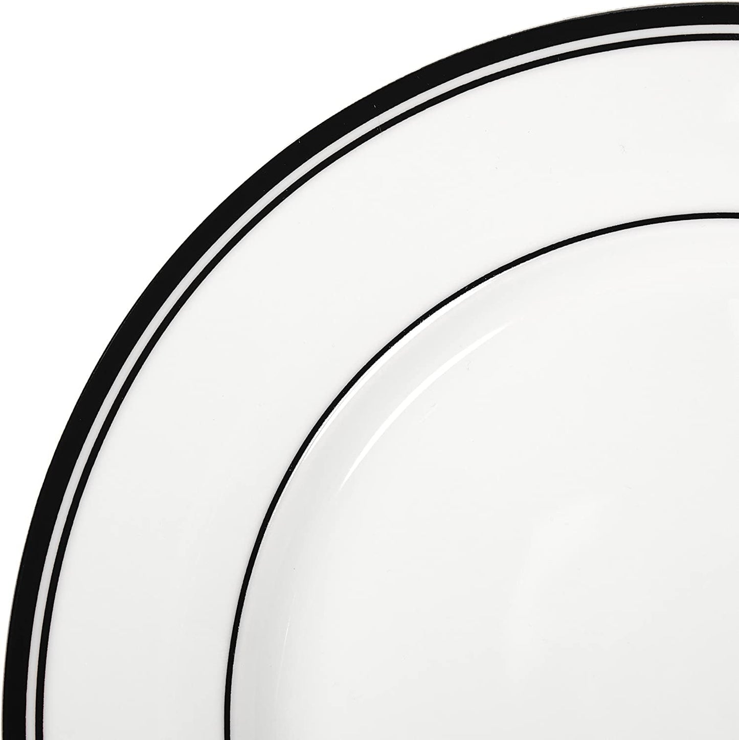 Amazon Basics Juego de vajilla para 4 de 16 piezas con borde negro color café