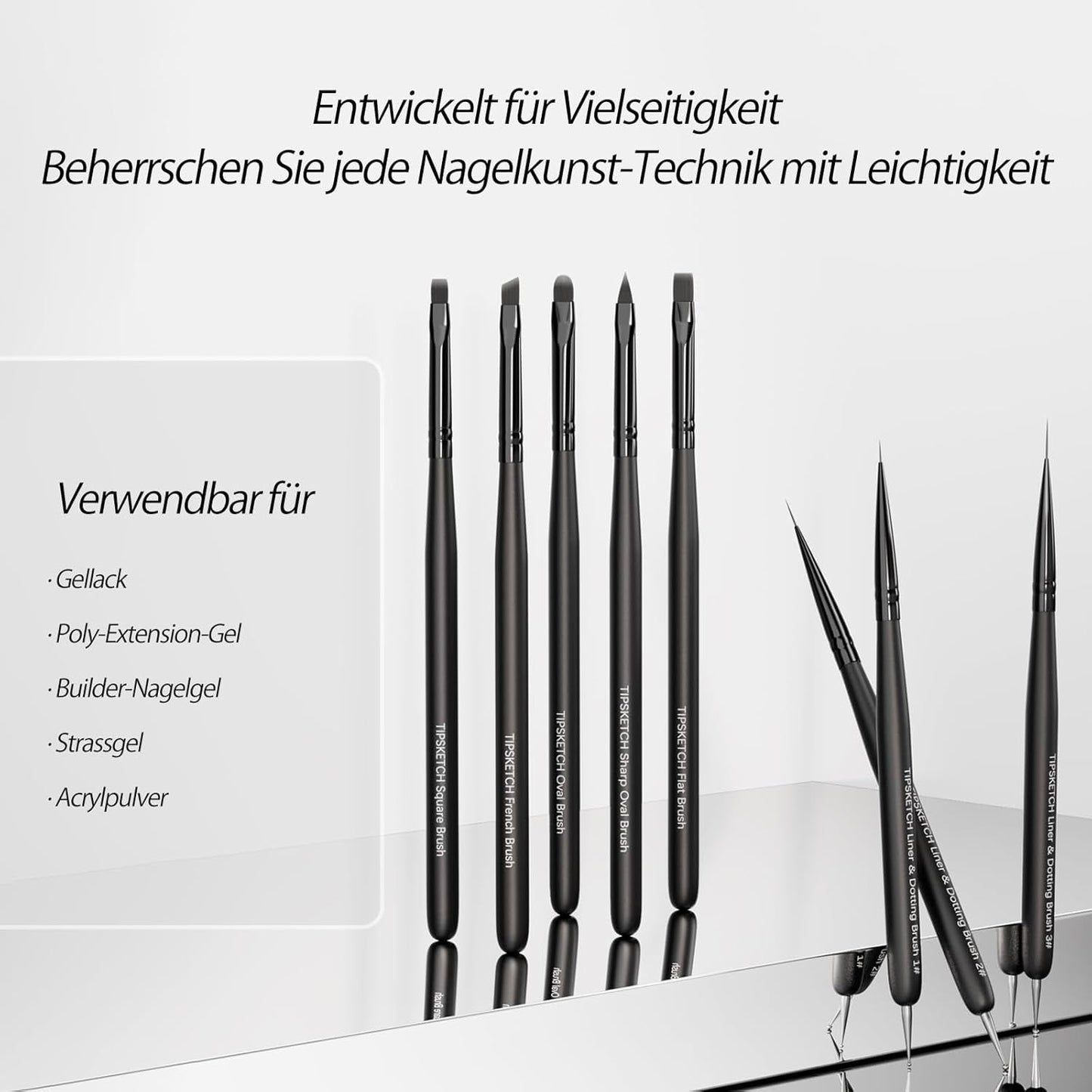 Nagel Pinsel 8 Stück Pinsel para Gel Nägel, Nageldesign Gel Pinsel Dotting Painting Line Pen para Nagelack Gel Acryl Nagel Pinsel Nailart Kit Acryl Pinsel Fineliner Nägel Selber Machen