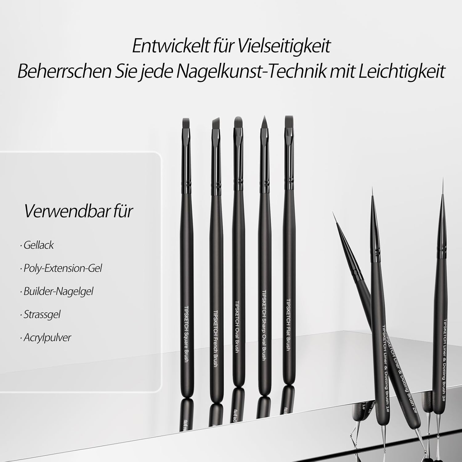 Nagel Pinsel 8 Stück Pinsel para Gel Nägel, Nageldesign Gel Pinsel Dotting Painting Line Pen para Nagelack Gel Acryl Nagel Pinsel Nailart Kit Acryl Pinsel Fineliner Nägel Selber Machen
