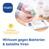 MAM Servilletas Sanitarias Paquete de 3 (3 x 24 Piezas), Toallitas de Limpieza para Dispositivos Médicos y Accesorios para Bebés, Servilletas Sanitarias Antibacterianas y Antivirus