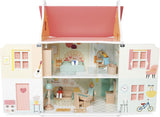 Janod - Mi primera casa de muñecas de madera - 10 accesorios - Muebles para muñecas - Puertas magnéticas y techo desmontable - Juguete de madera certificado FSC - A partir de 3 años