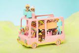 BABY born 904763 Baby Surprise Bus: minibús de juguete rosa con 2 muñecas exclusivas, cochecito triple, columpio, carrusel, tobogán y columpio triple.