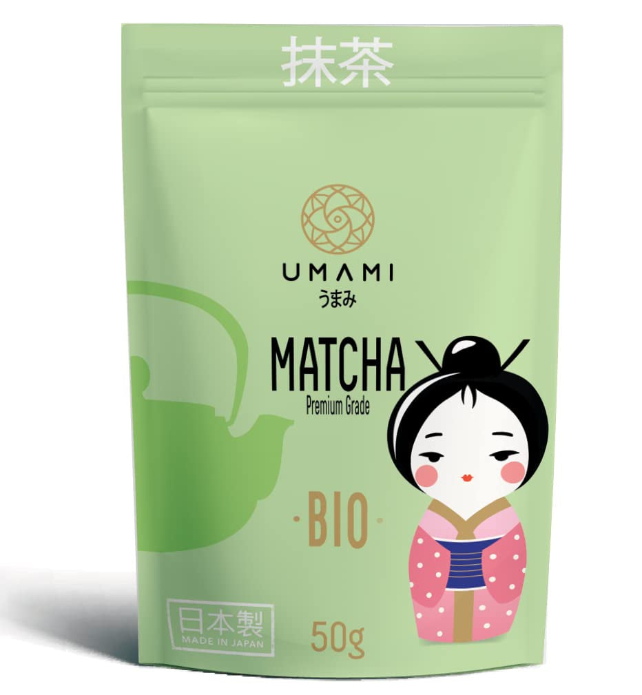 Té verde Matcha Umami Bio en polvo: calidad premium, cultivado en Uji, Kioto (Japón) Procedente de agricultura ecológica. 50 gramos